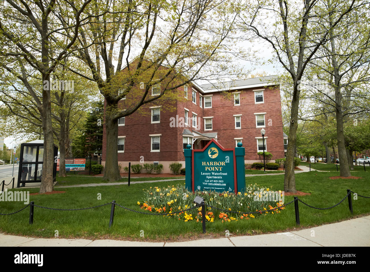 harbor point luxury waterfront apartments complex Boston USA Stock Photo