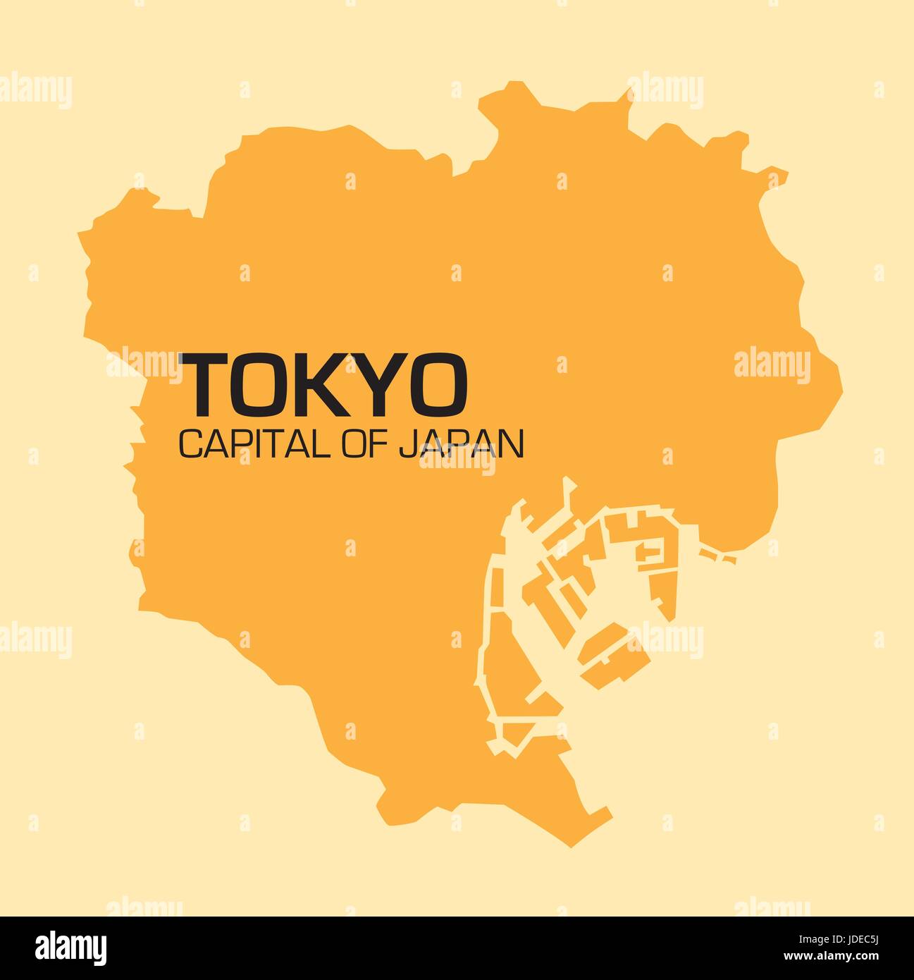 simple outline map of the Japanese capital Tokyo Stock Vector