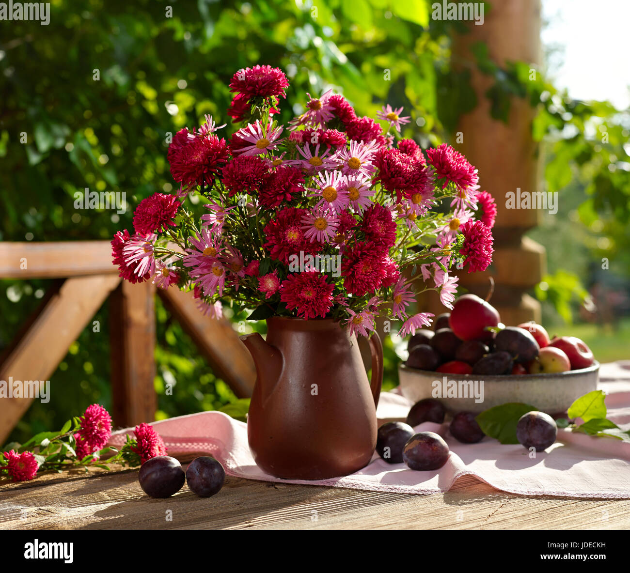 Bouquet of flowers with asters. Stock Photo