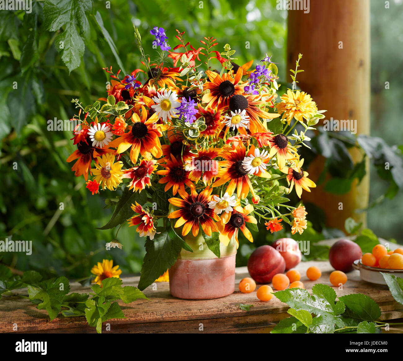 Bouquet of flowers with sunflowers. Stock Photo