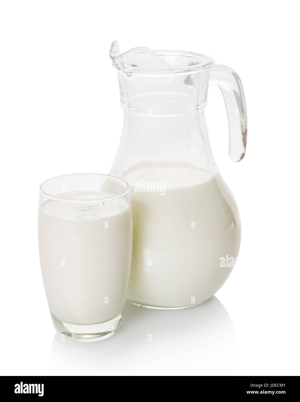 milk carafe and glass on white background Stock Photo Alamy