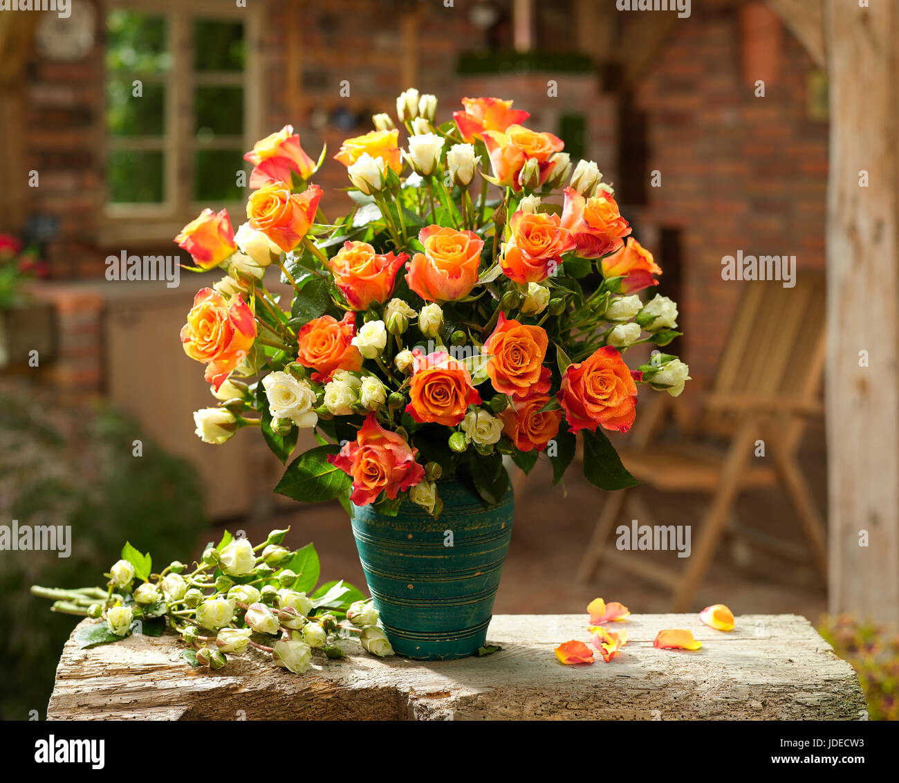 Bouquet of flowers with roses. Stock Photo