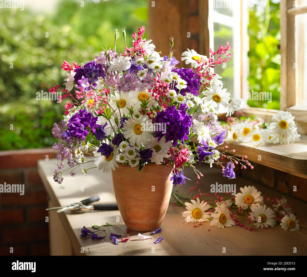 Bouquet of flowers with daisies.. Stock Photo