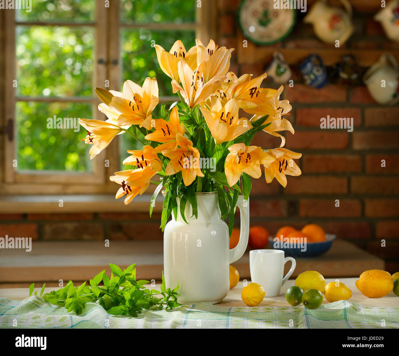 Bouquet of flowers with lily. Stock Photo