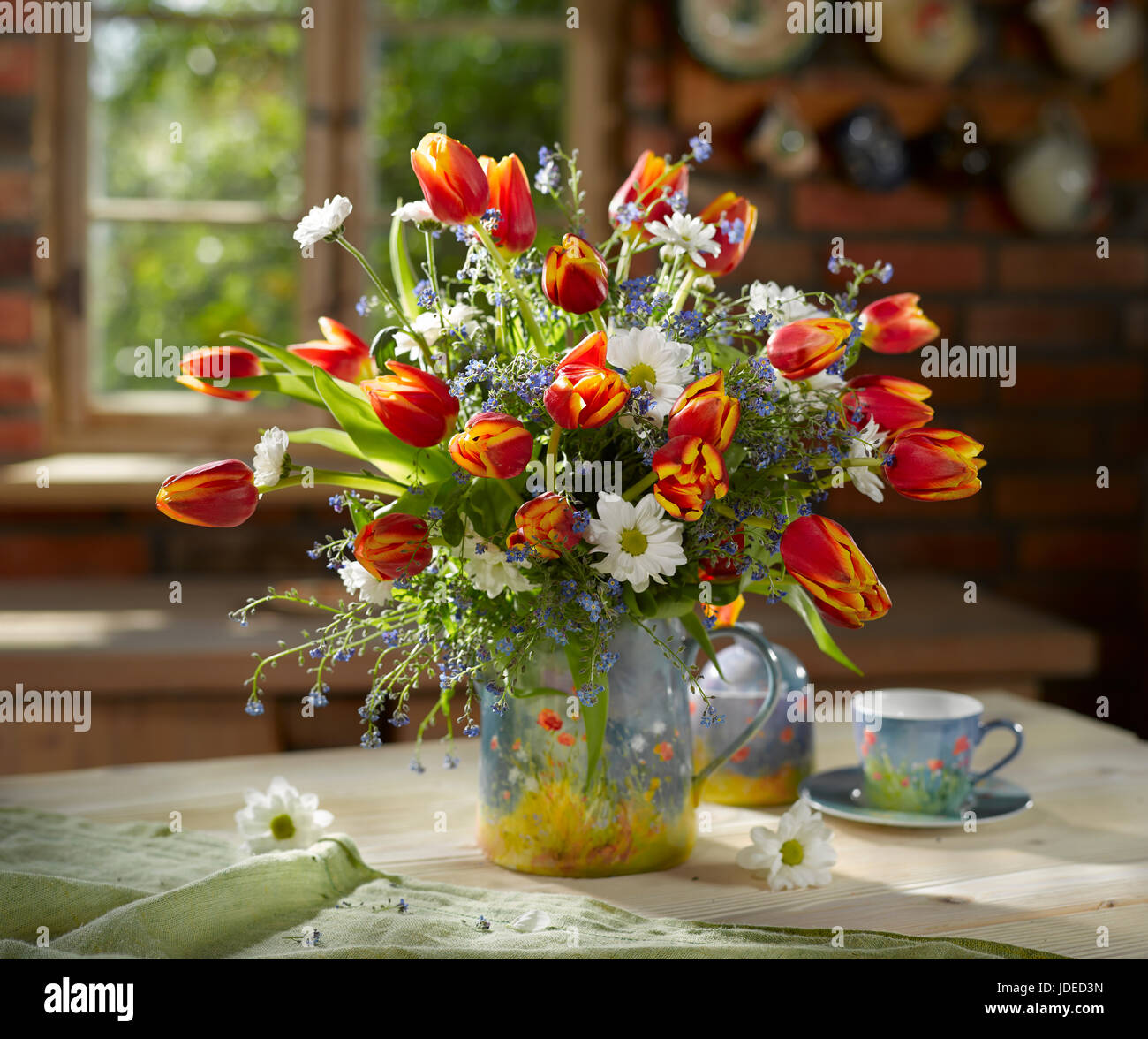 Bouquet of flowers with tulips. Stock Photo