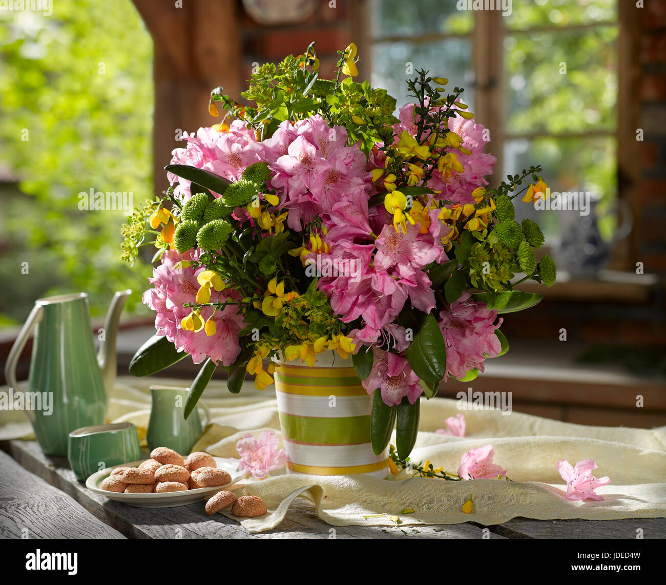 Bouquet of flowers with azaleas. Stock Photo