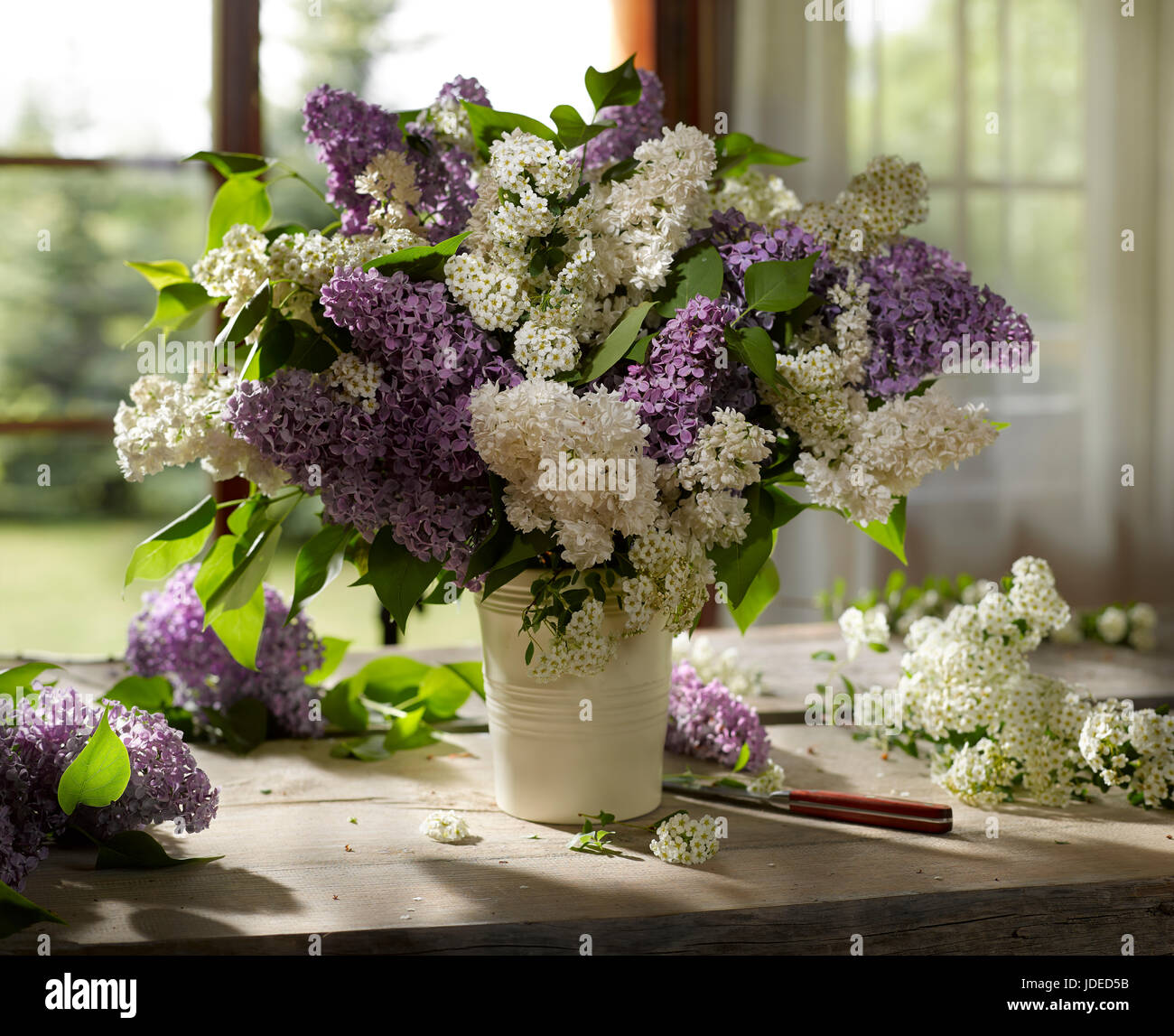 Bouquet of flowers with lilac. Stock Photo