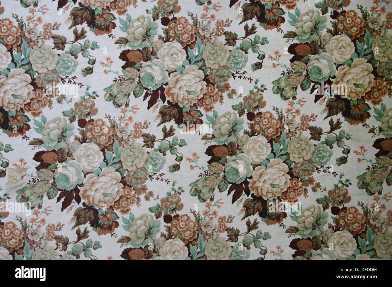 Vintage seamless pattern on wall. Retro floral ornament wallpaper. Stock Photo