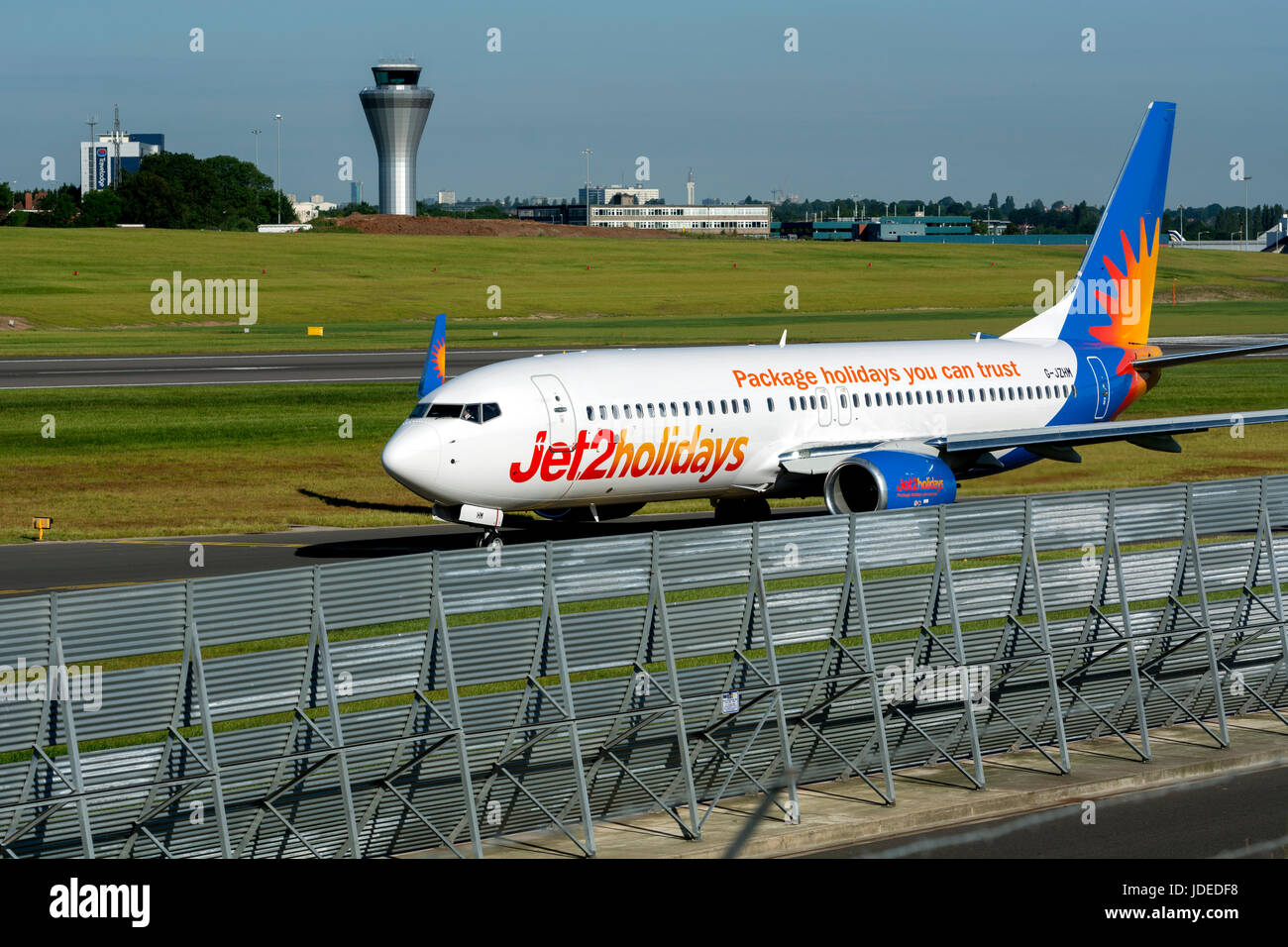 Jet2 Boeing 737-808 taxiing at Birmingham Airport, UK (G-JZHM) Stock Photo