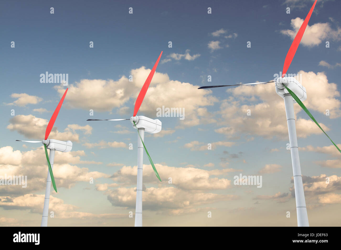 3d illustration of power turbines on sky background Stock Photo - Alamy