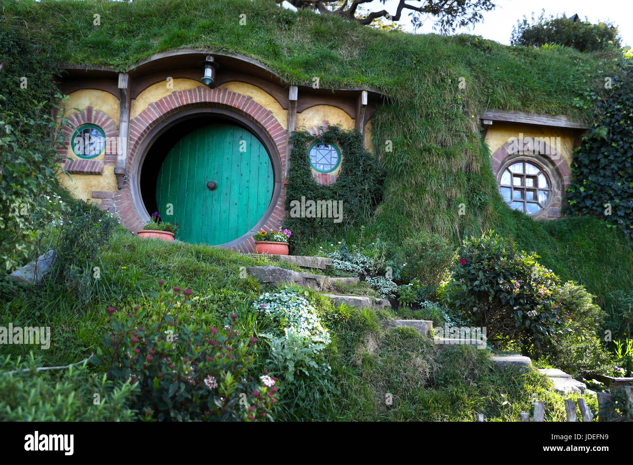 Bag End in Hobbiton Movie Set, Hinuera, Matamata, New Zealand Stock