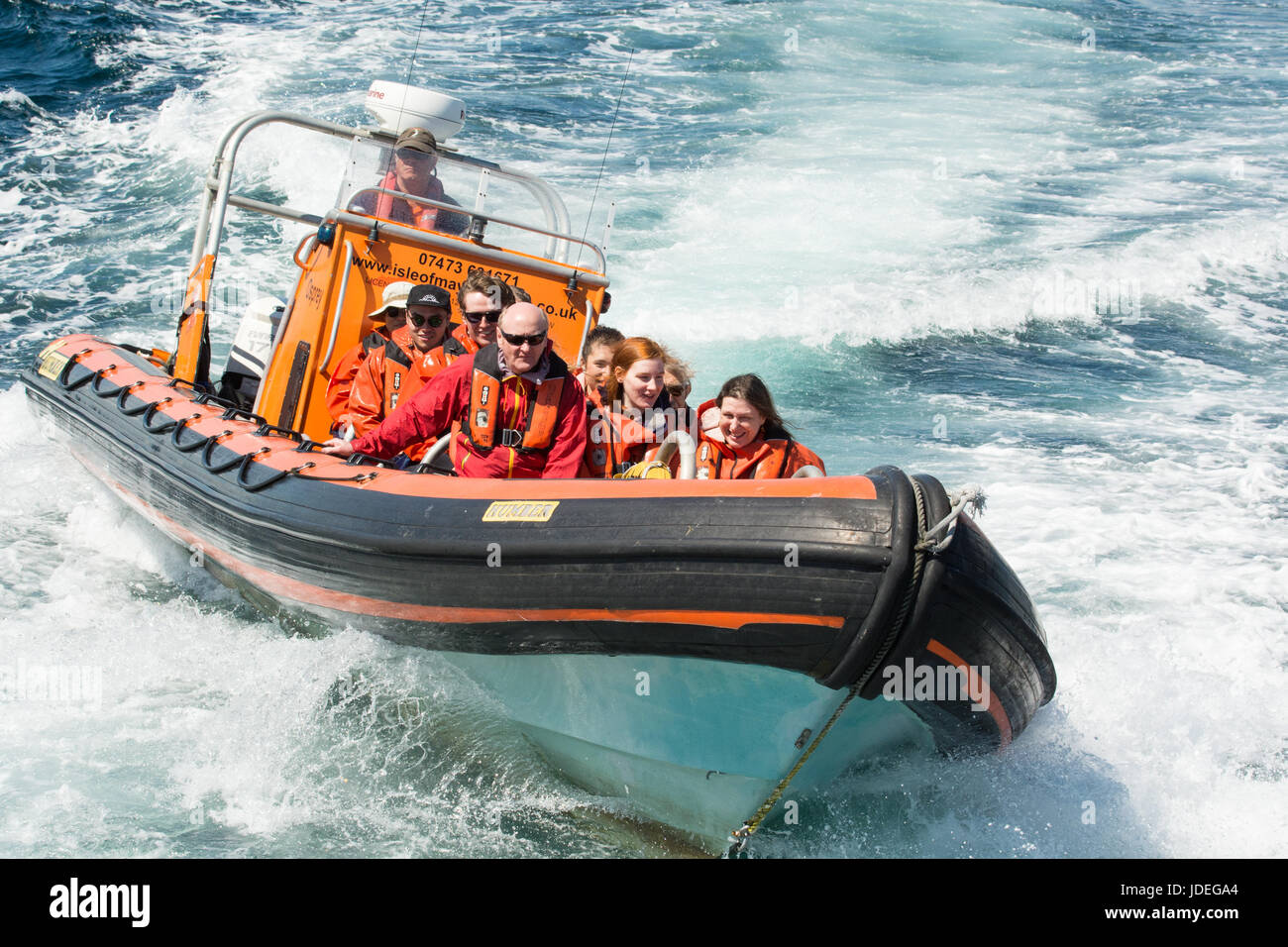 Anstruther boat trip on Osprey rigid hulled inflatable to the Isle of May, Anstruther, East Neuk of Fife, Scotland, UK Stock Photo