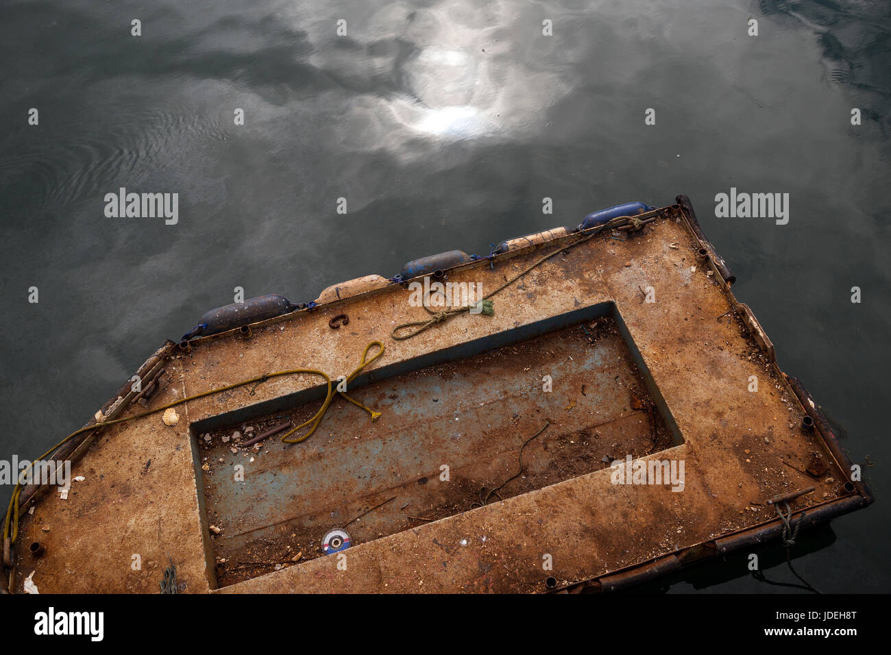 Rusty watercraft in harbour Stock Photo