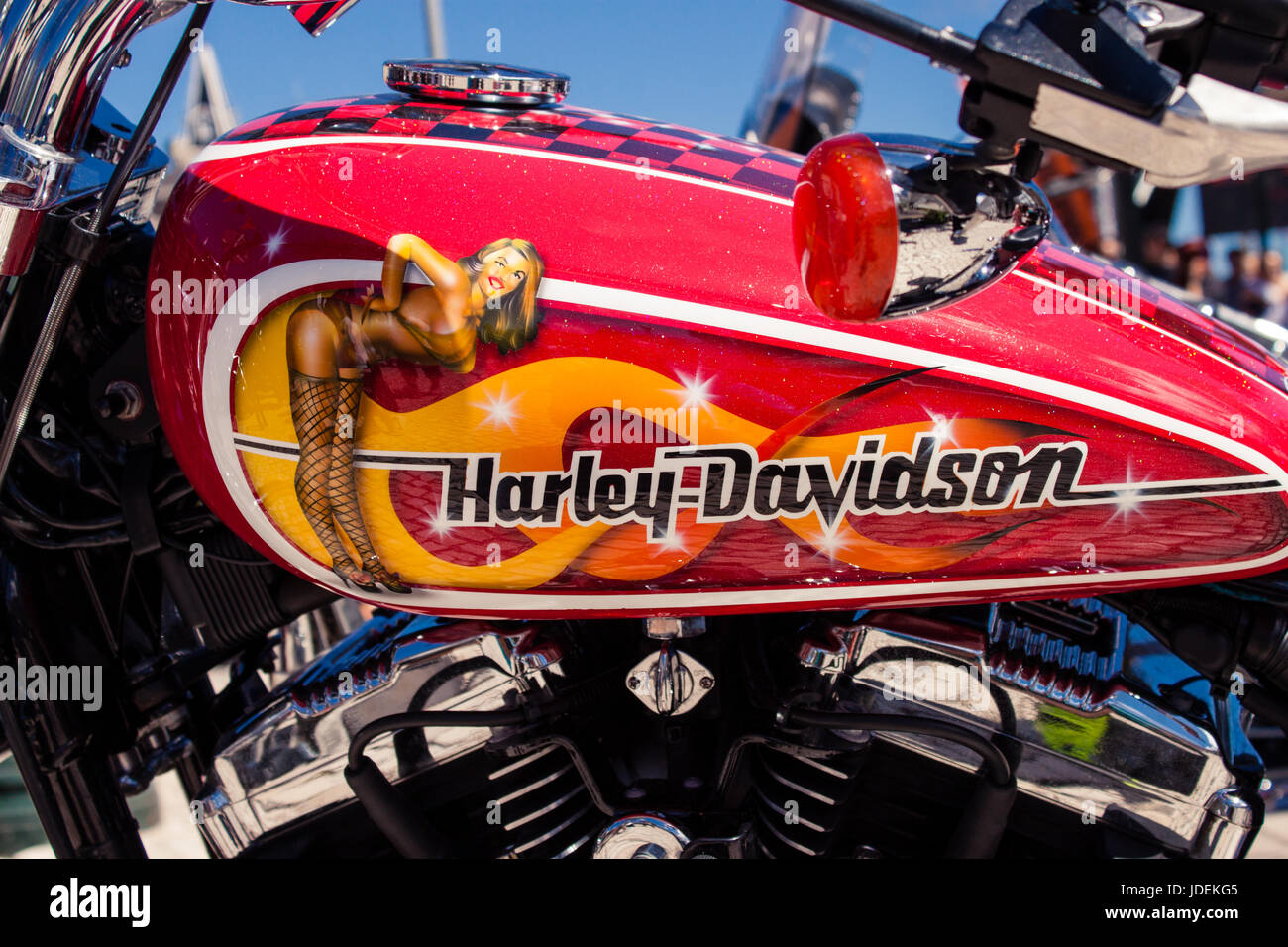 Detail from Harley Davidson logo on motorcycle reservoir Stock Photo Alamy
