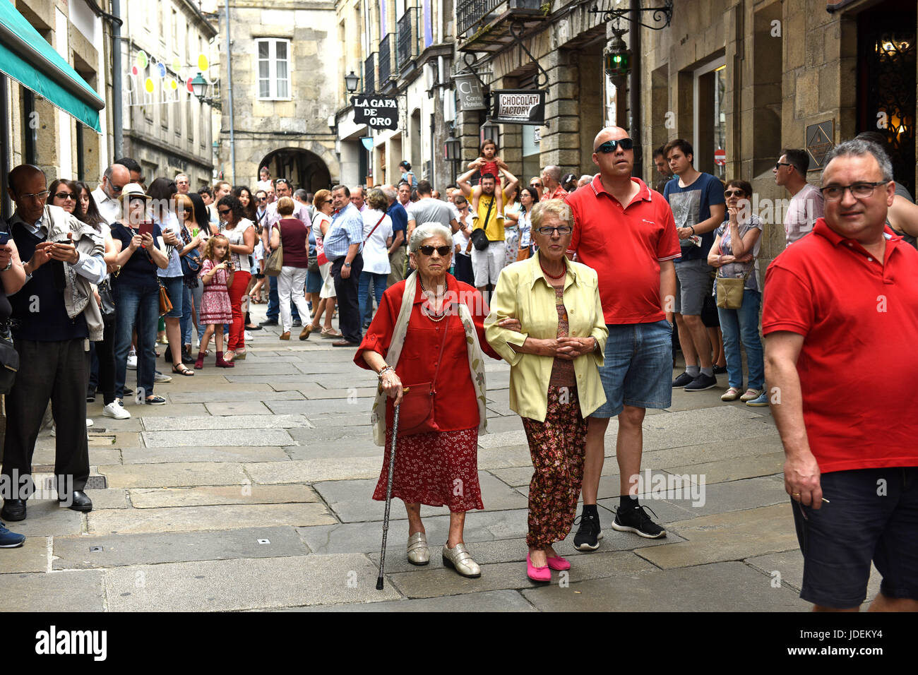 People on the streets of Santiago de Compostela in Galicia Norther Spain Stock Photo