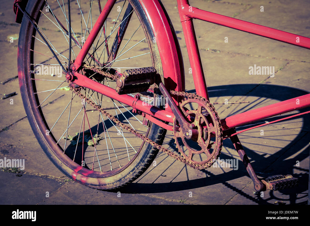 Retro style bicycle in red colour Stock Photo Alamy