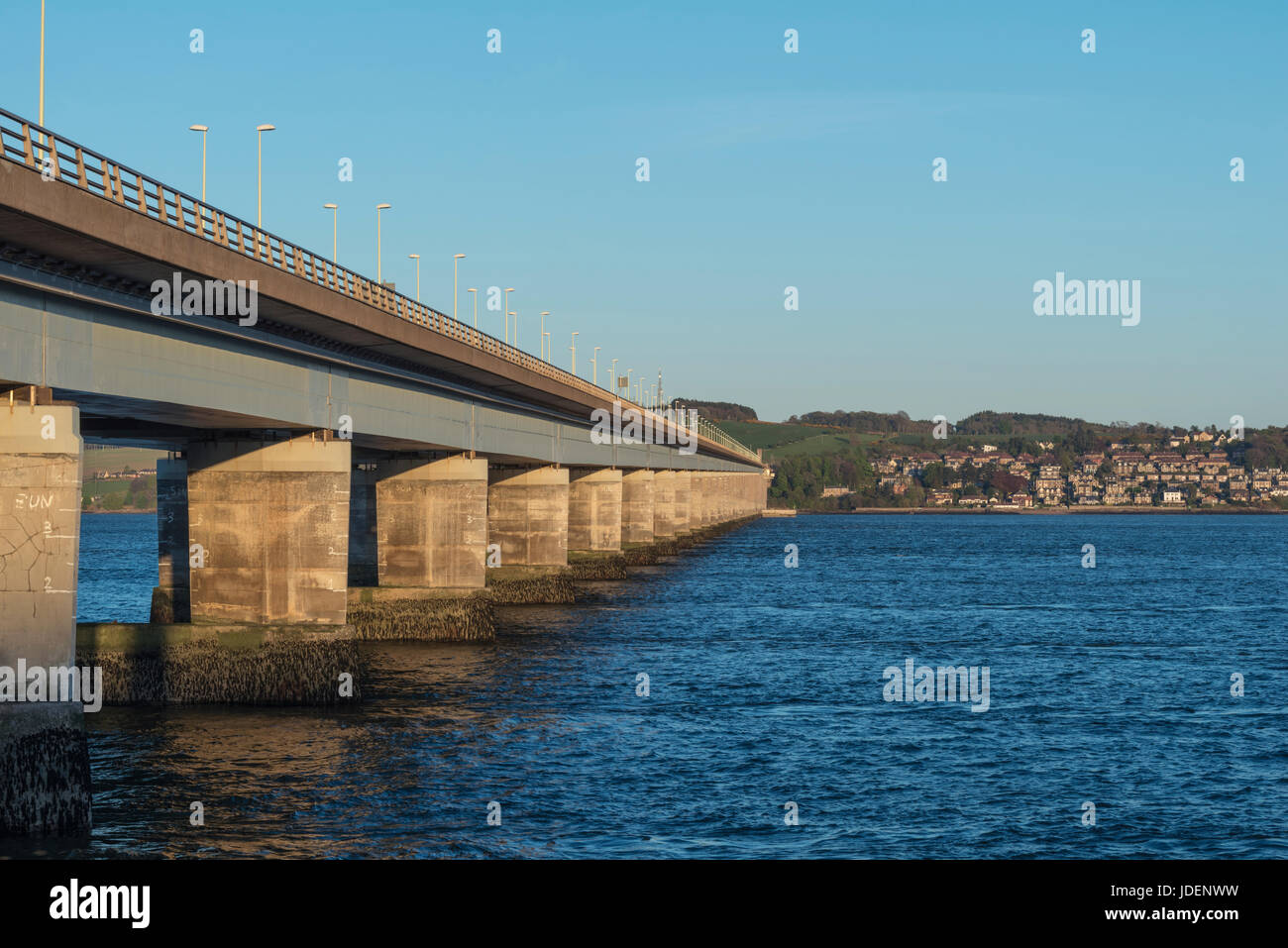 The Tay Road Bridge,opened in 1966, is one of the longest road bridges in Europe linking Dundee and Fife in Scotland, UK Stock Photo