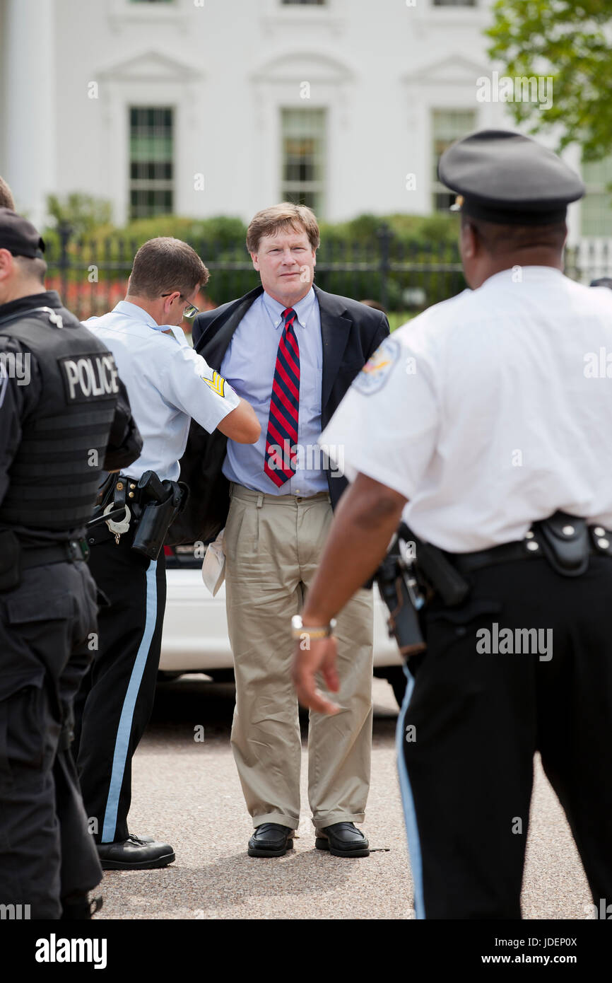 Environmental activists and protesters arrested for civil disobedience in front of the White House - Washington, DC USA Stock Photo