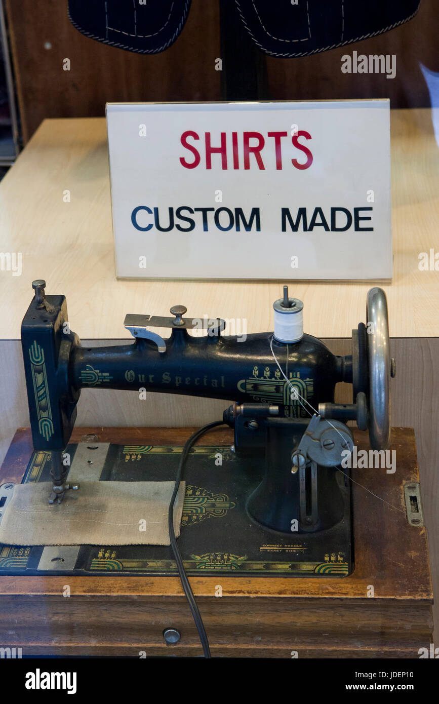 Custom made shirts sign in tailor's shop - USA Stock Photo