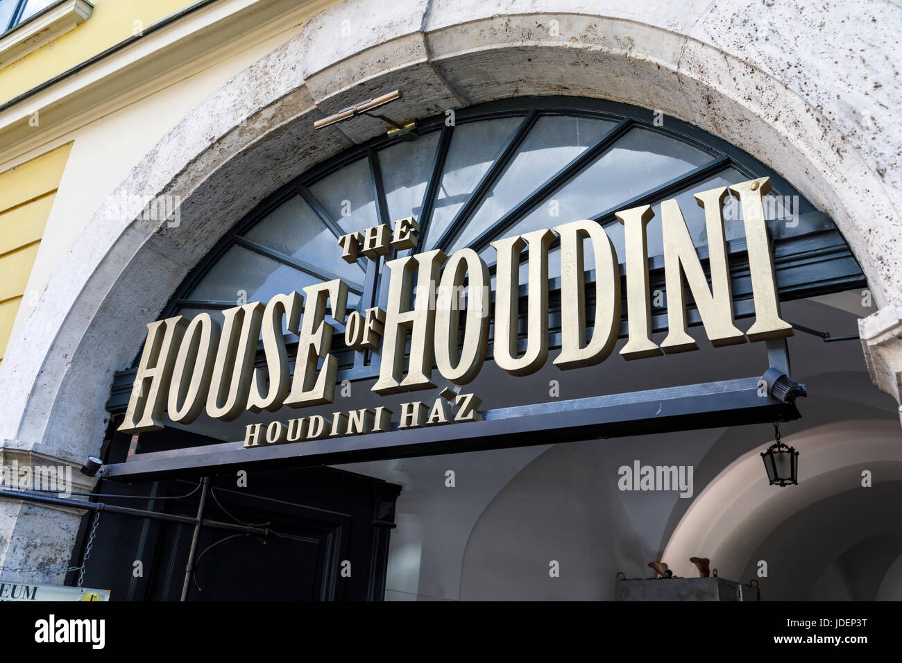 House of Houdini Museum in the Castle District of Buda, which stages exposes of fake mediums in Budapest, capital city of Hungary, central Europe Stock Photo