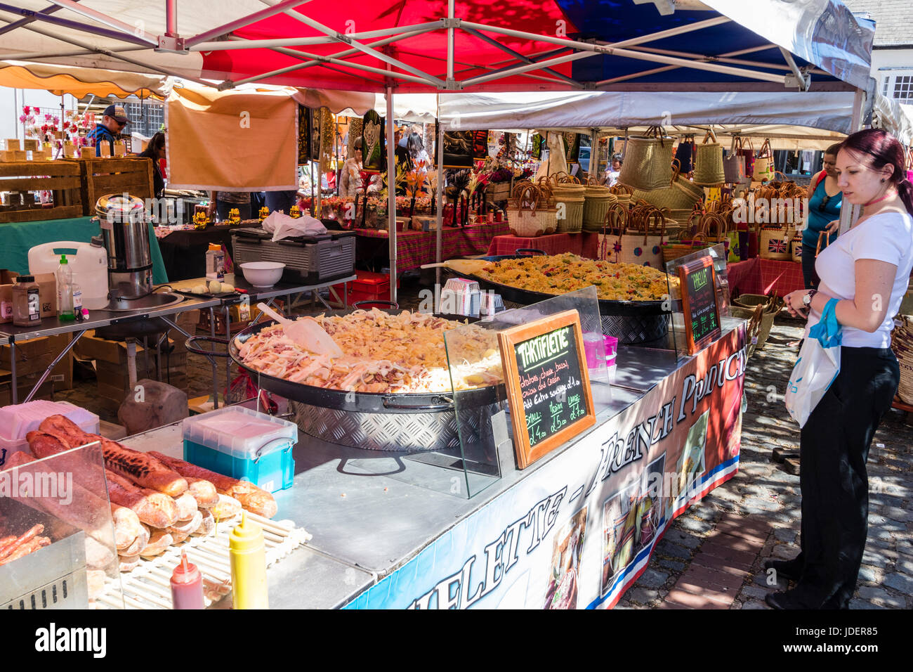 French event, Le Weekend, at English town, Sandwich. Food stall with