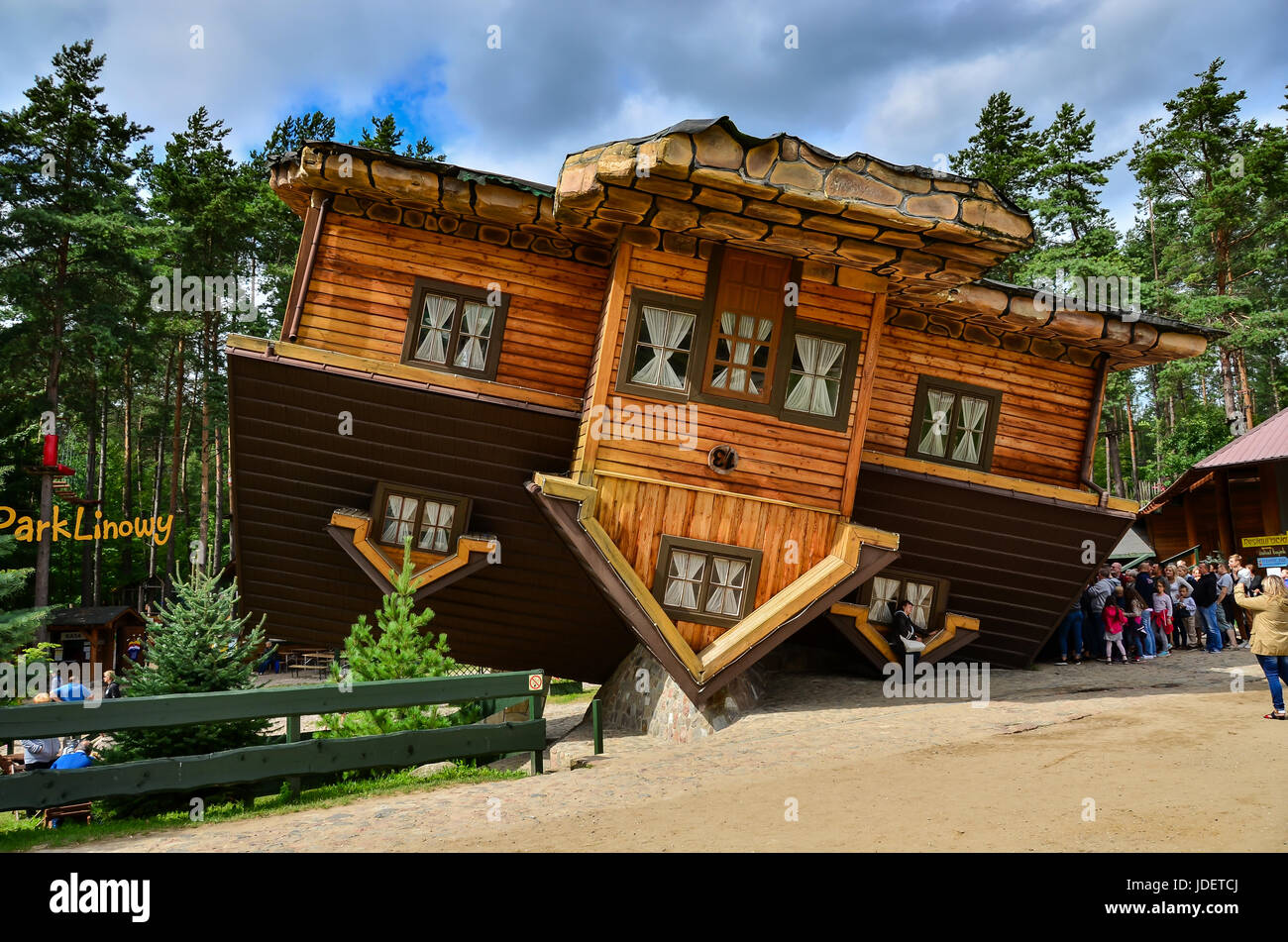 12 August 2016 Szymbark-Poland, Famous touristic attraction in Szymbark open air museum - House on Roof  which can be entered and offers surrealistic  Stock Photo
