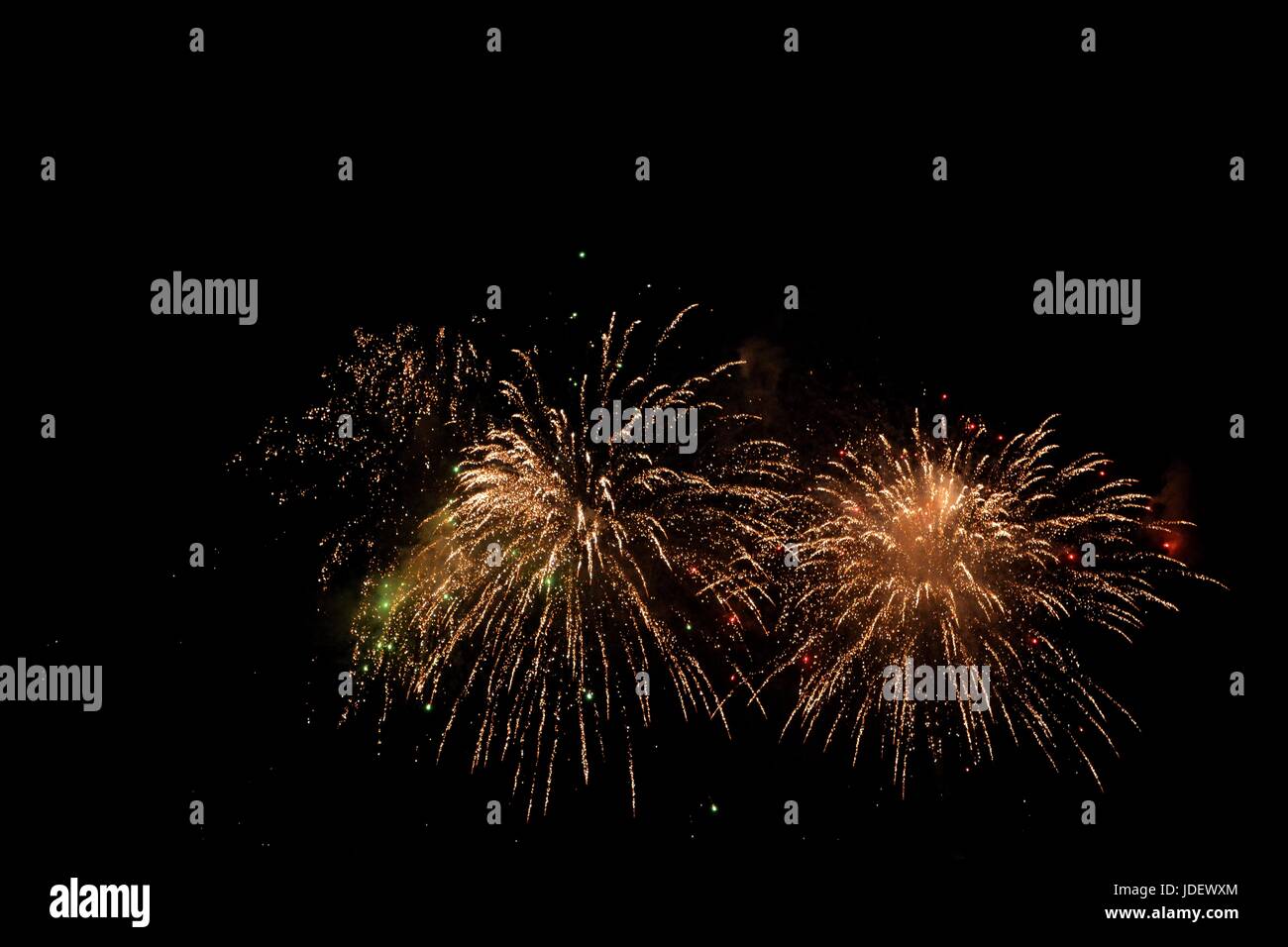 Golden fireworks in the black night sky Stock Photo Alamy