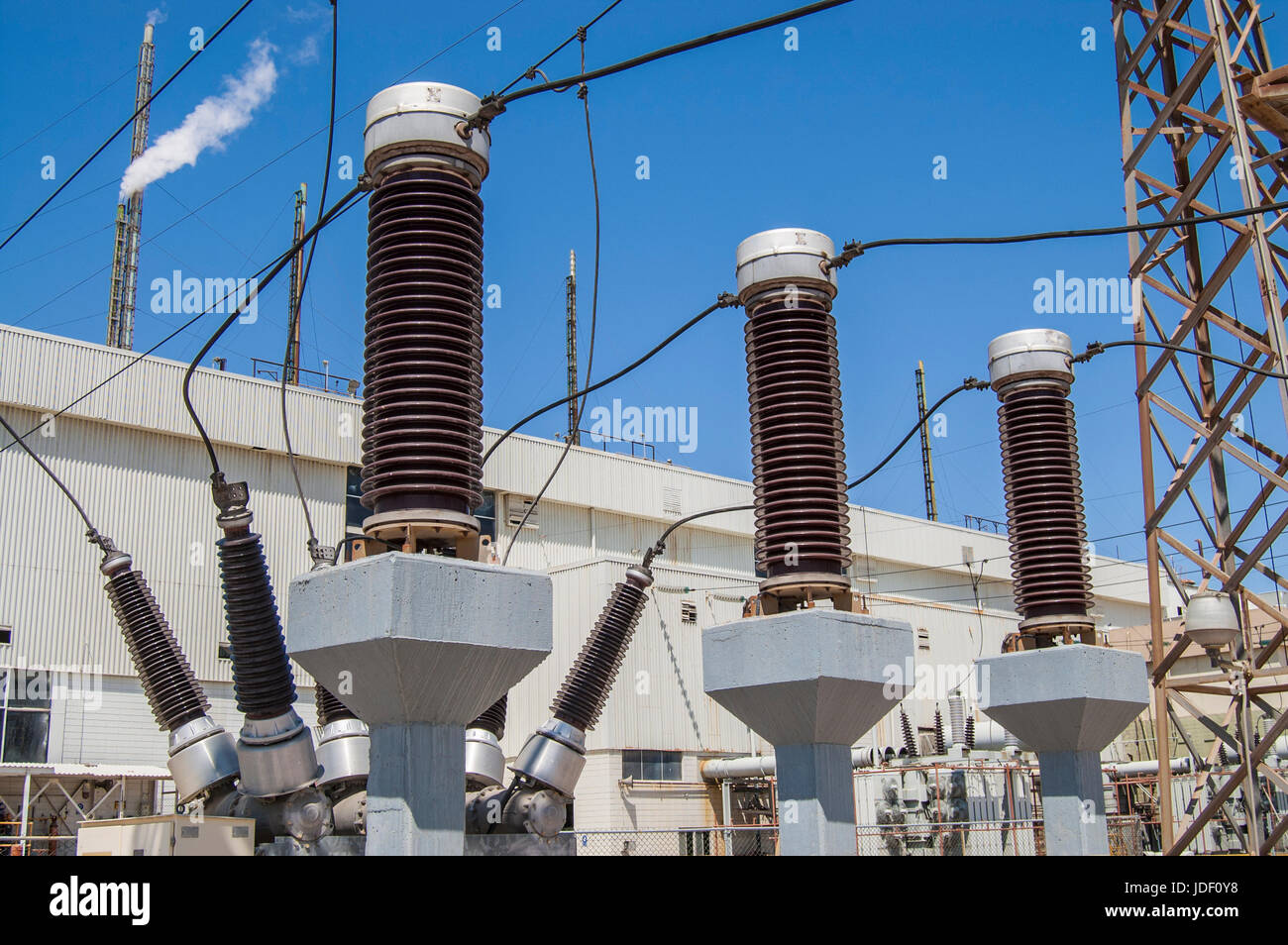 comisión federal de electricidad geotermal power plant, electric gear in substation. Stock Photo