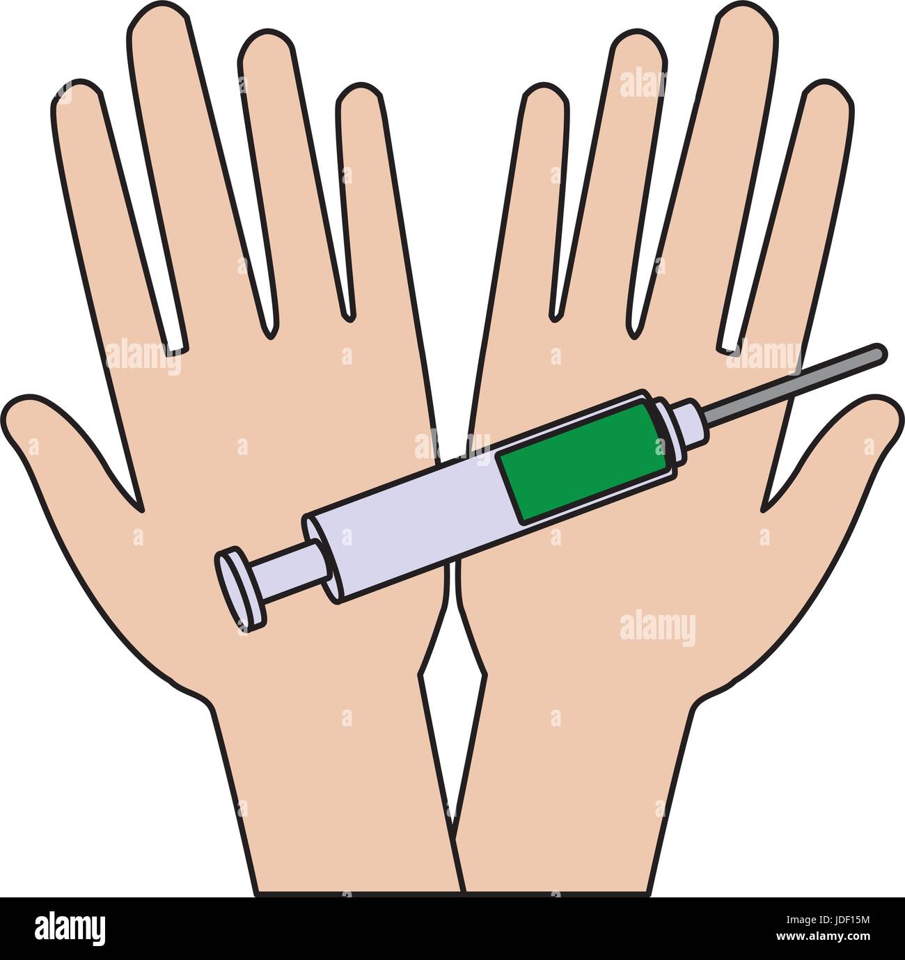 Hand Injection Sticker syringe hands shot vaccination injection medicine healthcare concept ...
