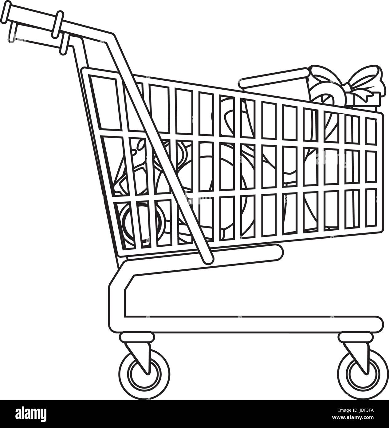 Coloring Pages Shopping Cart : Cute Cartoon Shopaholic Girl Shopping ...