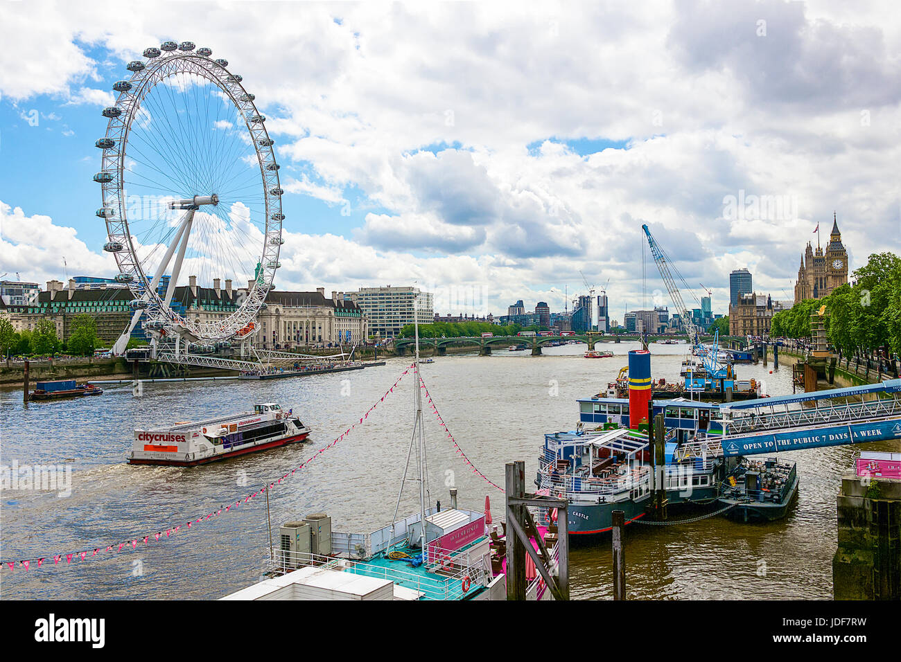 River Thames and London Eye Stock Photo