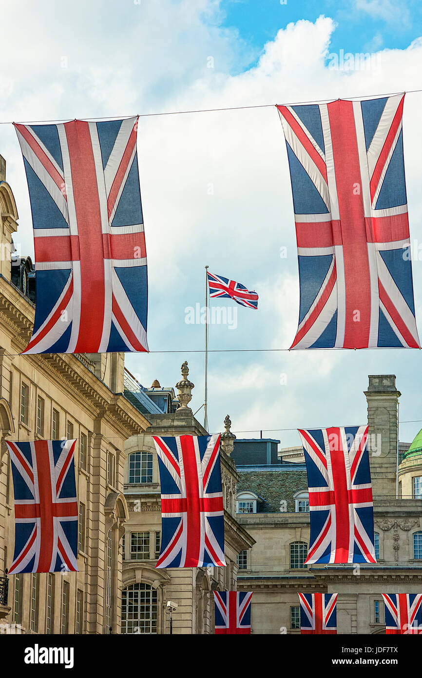 British Flags in Street, London Stock Photo