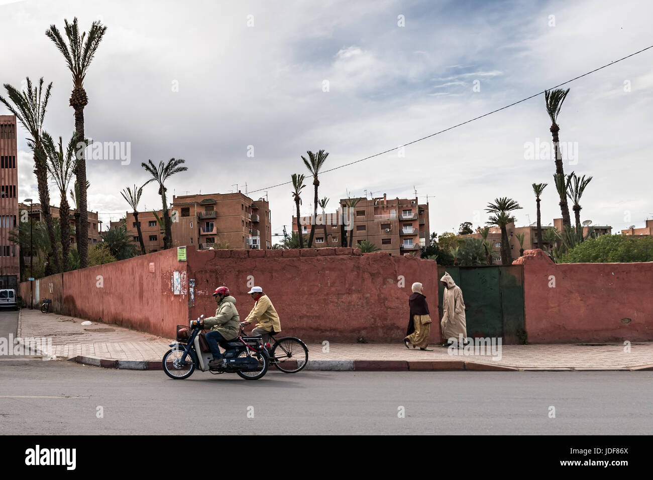 People around Marrakech by motorbike Stock Photo
