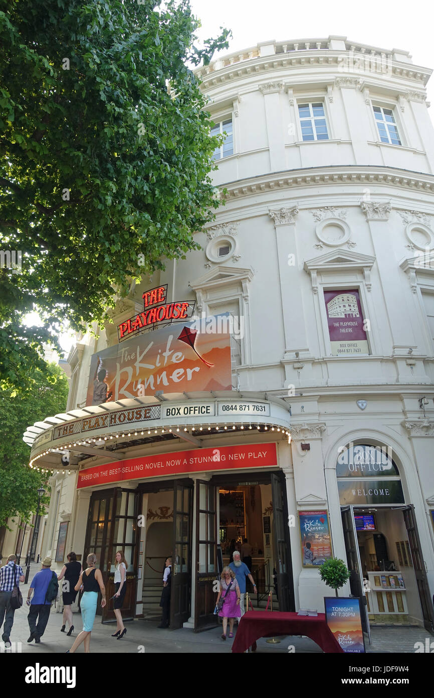 Front view of the entrance to The Playhouse Theatre in Craven Street London UK Stock Photo