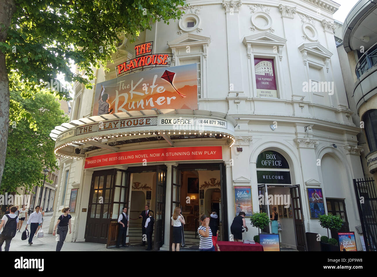 Front view of the entrance to The Playhouse Theatre in Craven Street London UK Stock Photo