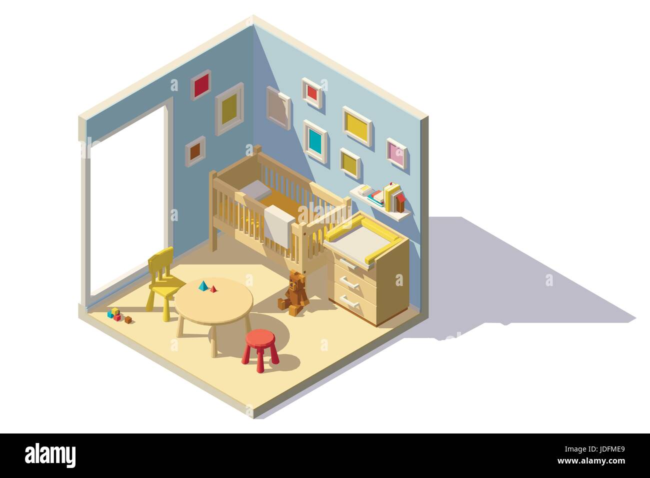 Vector isometric low poly baby room. Vector flat illustration Stock ...