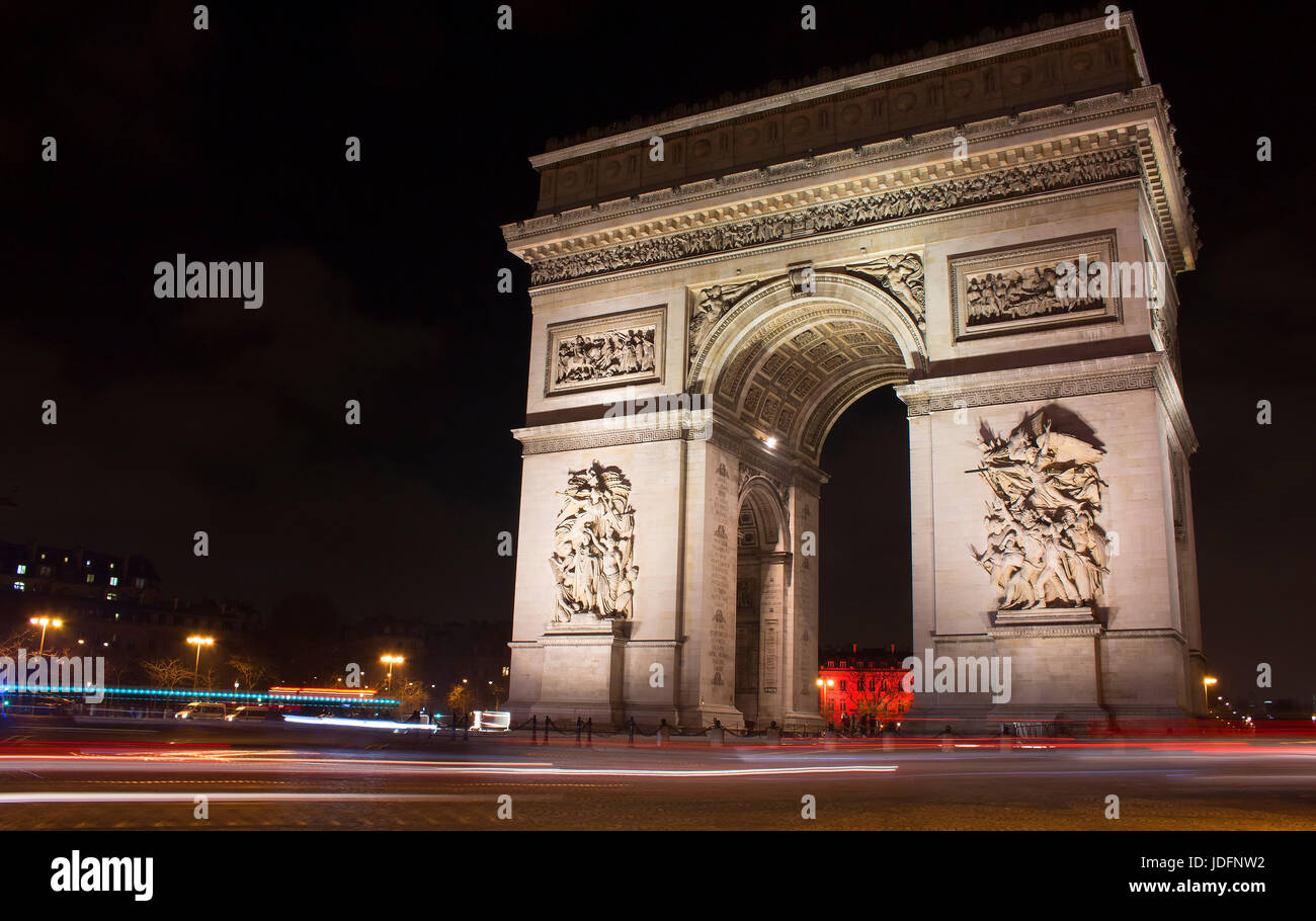 Arc de triomphe street view night paris hi-res stock photography and ...