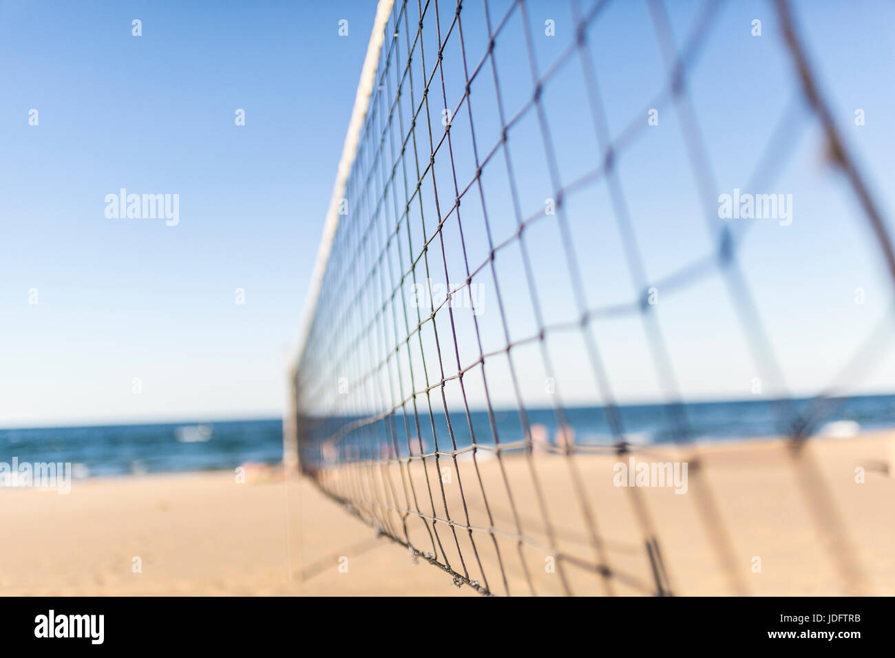 Volleyball net on the beach to play Stock Photo Alamy