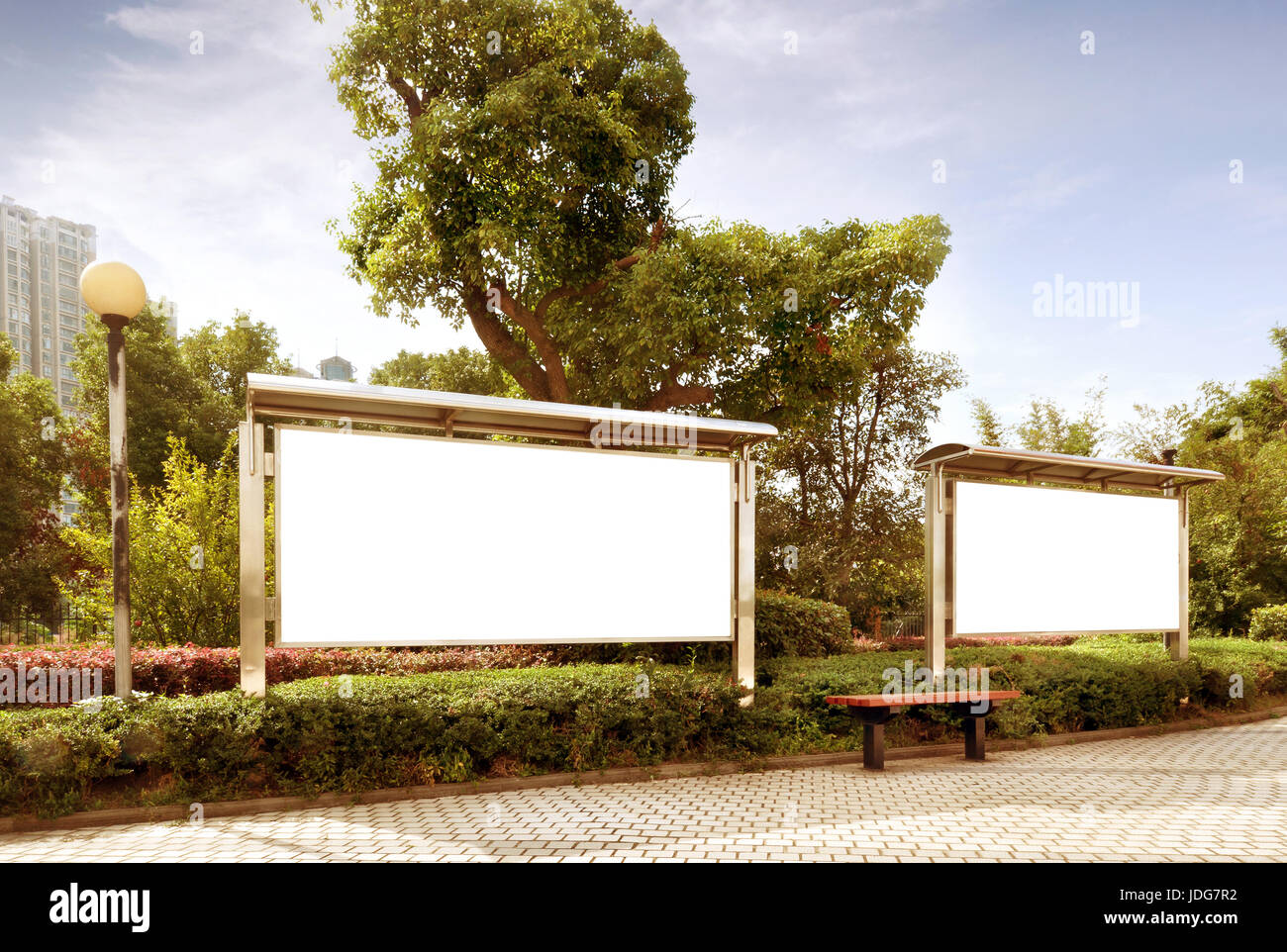 blank billboard in the public park Stock Photo - Alamy