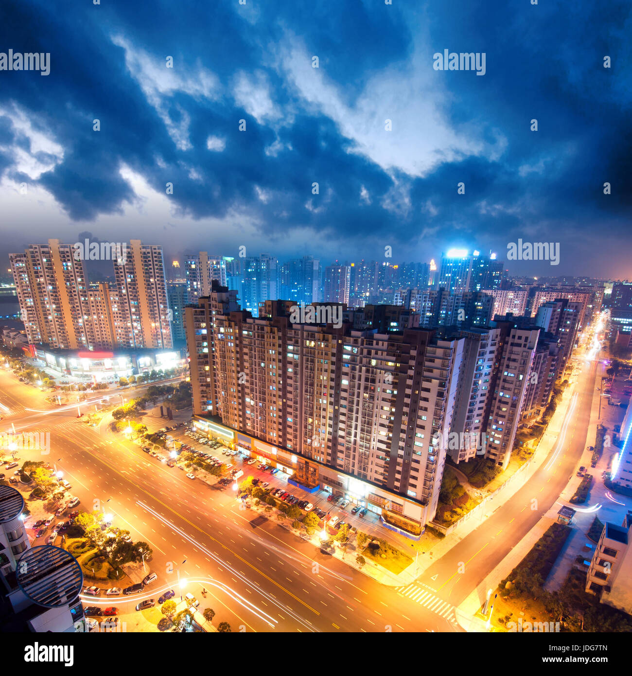Aerial view of city night Stock Photo - Alamy