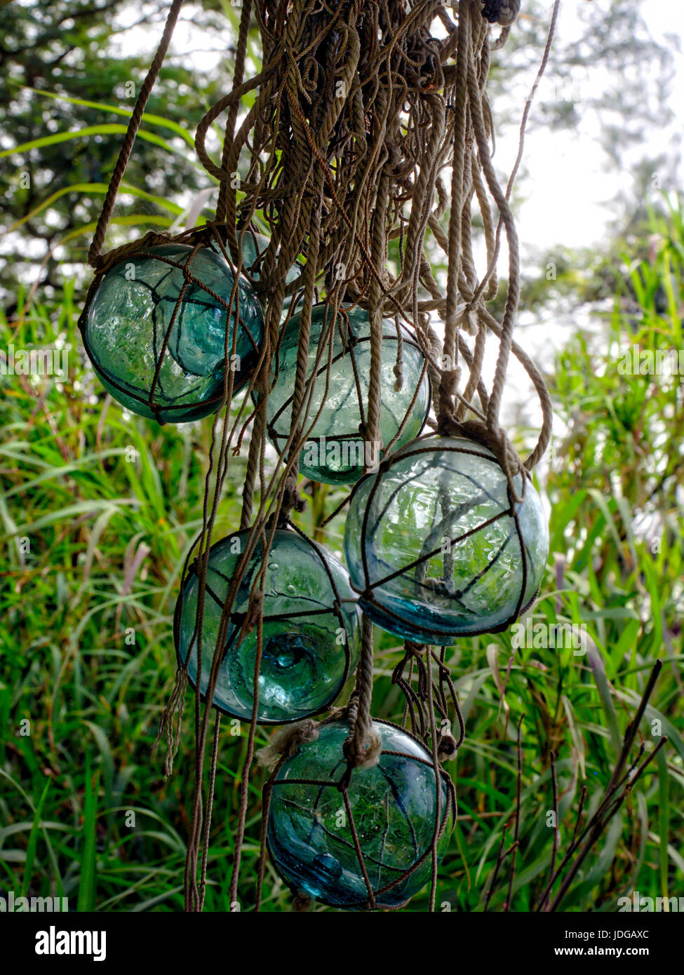 Glass Balls In A Net Stock Photo Alamy