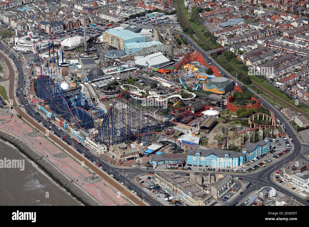 Aerial View Of Blackpool Pleasure Beach UK Stock Photo Alamy aerial-view-of-blackpool-pleasure-beach-uk-stock-photo-alamy