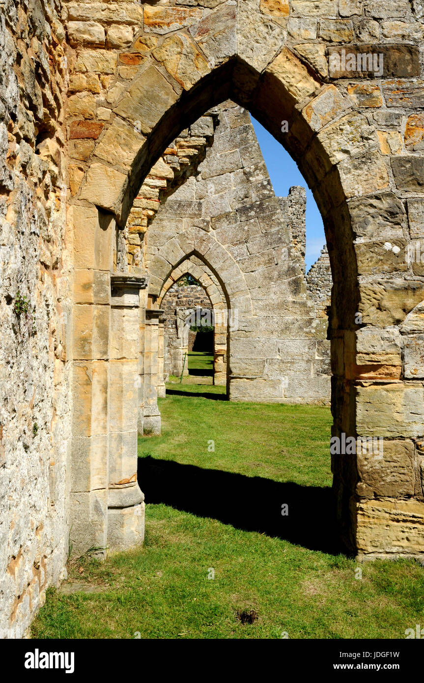 The ruins of Bayham Abbey on the Kent and ast Sussex border in the South of England. The Abbey was one of many that was dissolved by King Henry V111. Stock Photo