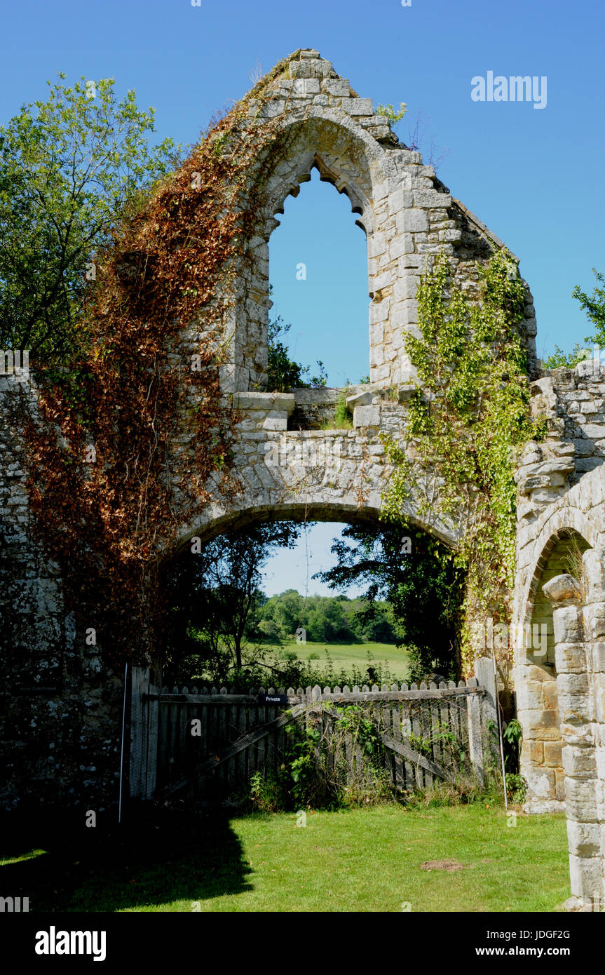 The ruins of Bayham Abbey on the Kent and ast Sussex border in the South of England. The Abbey was one of many that was dissolved by King Henry V111. Stock Photo