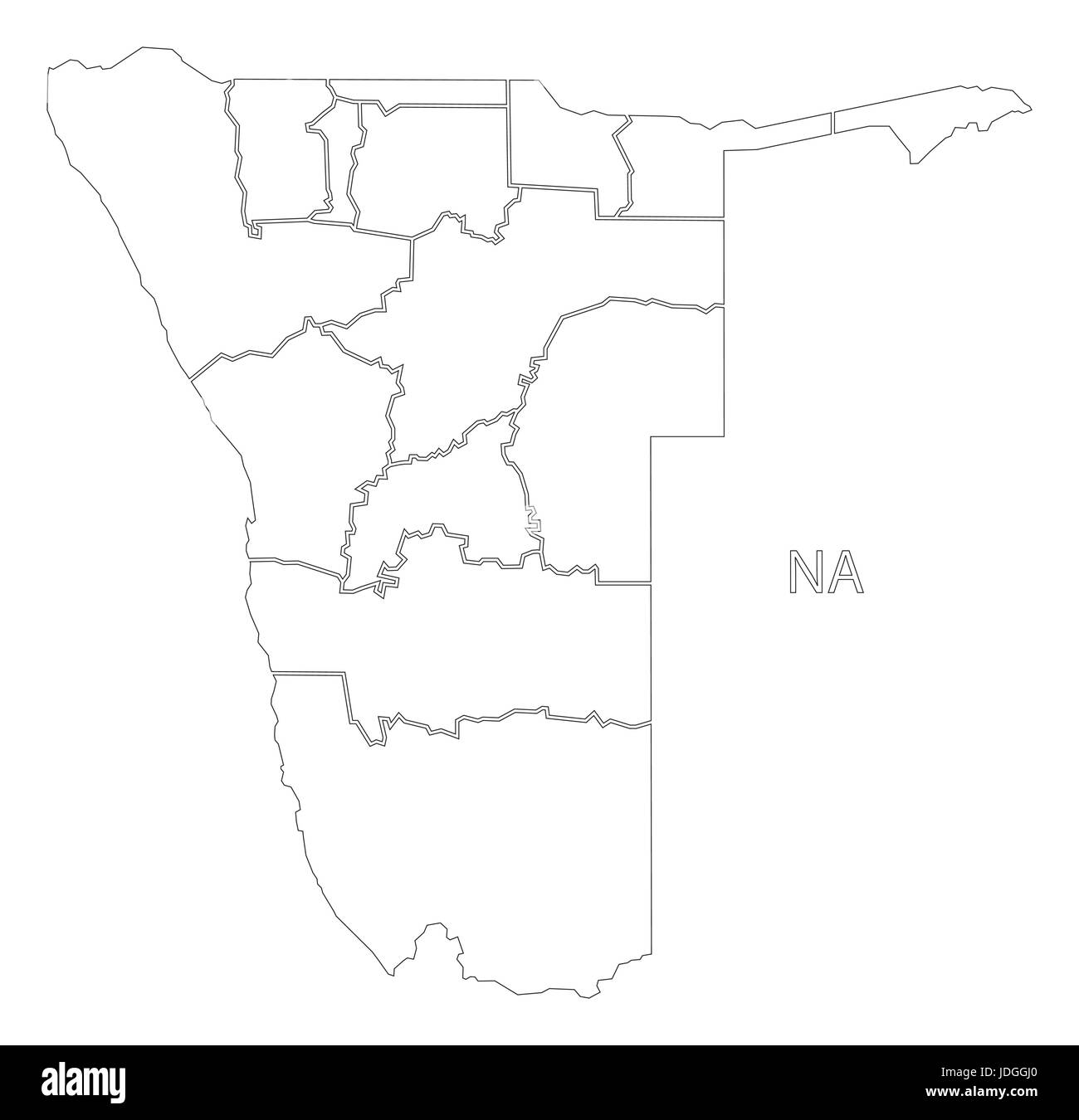 Regions In Namibia Map Namibia Regions Outline Silhouette Map Illustration With Black Shape Stock  Vector Image & Art - Alamy