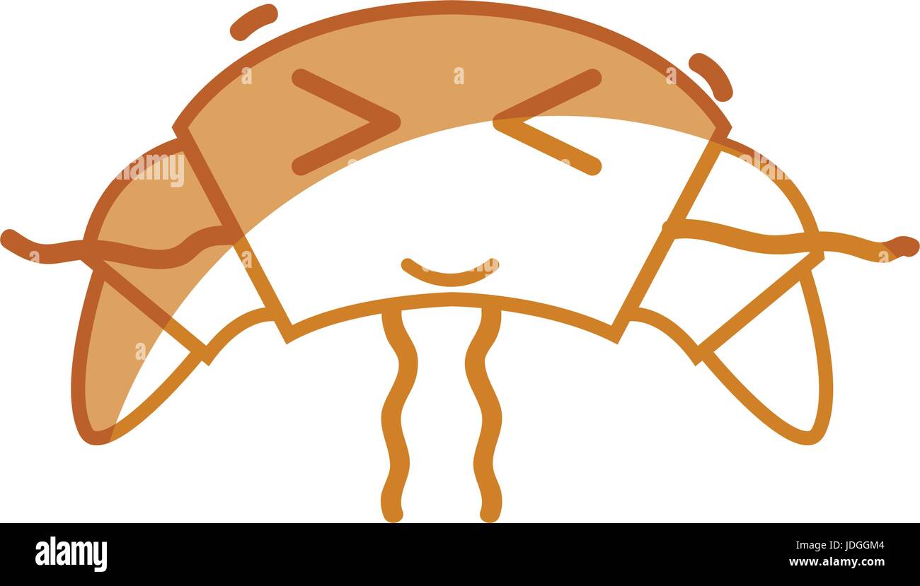 silhouette kawaii cute funny croissant food Stock Vector Image & Art ...