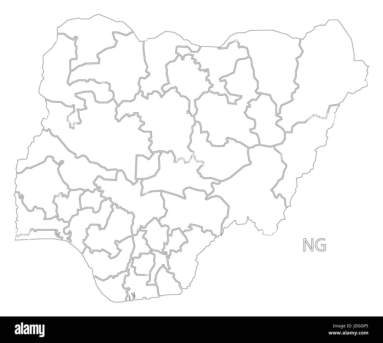 Nigeria administrative divisions map Cut Out Stock Images & Pictures