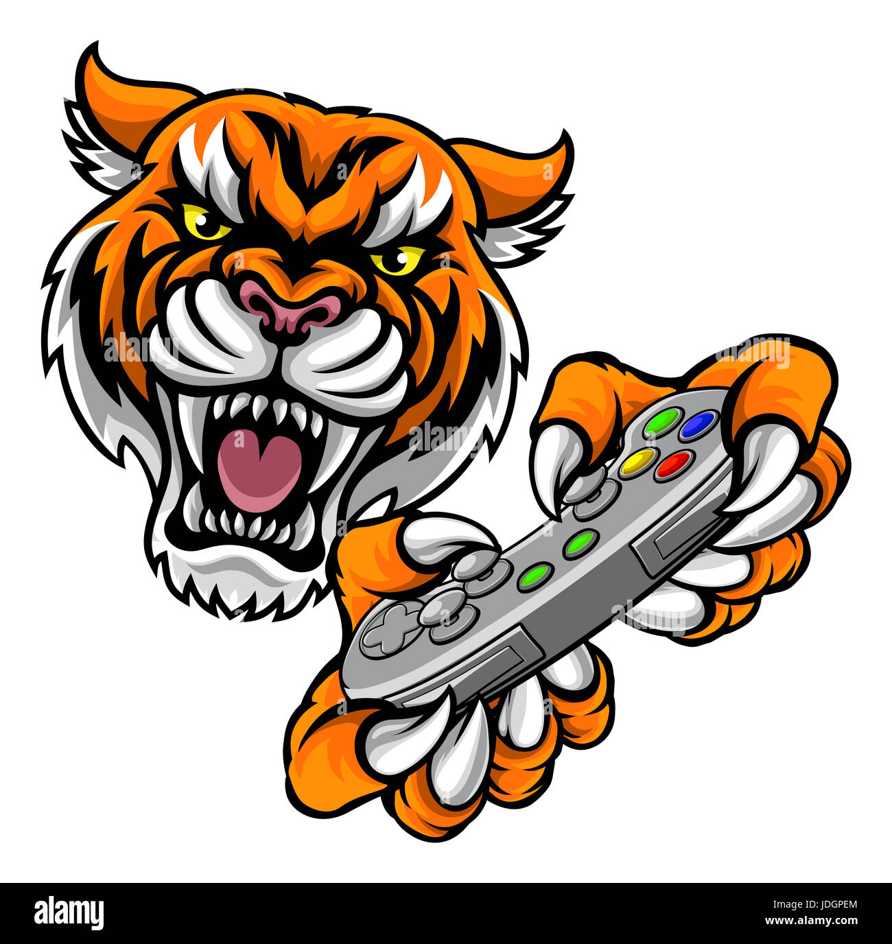 A tiger video game player online sports gamer animal mascot holding a  controller Stock Photo - Alamy