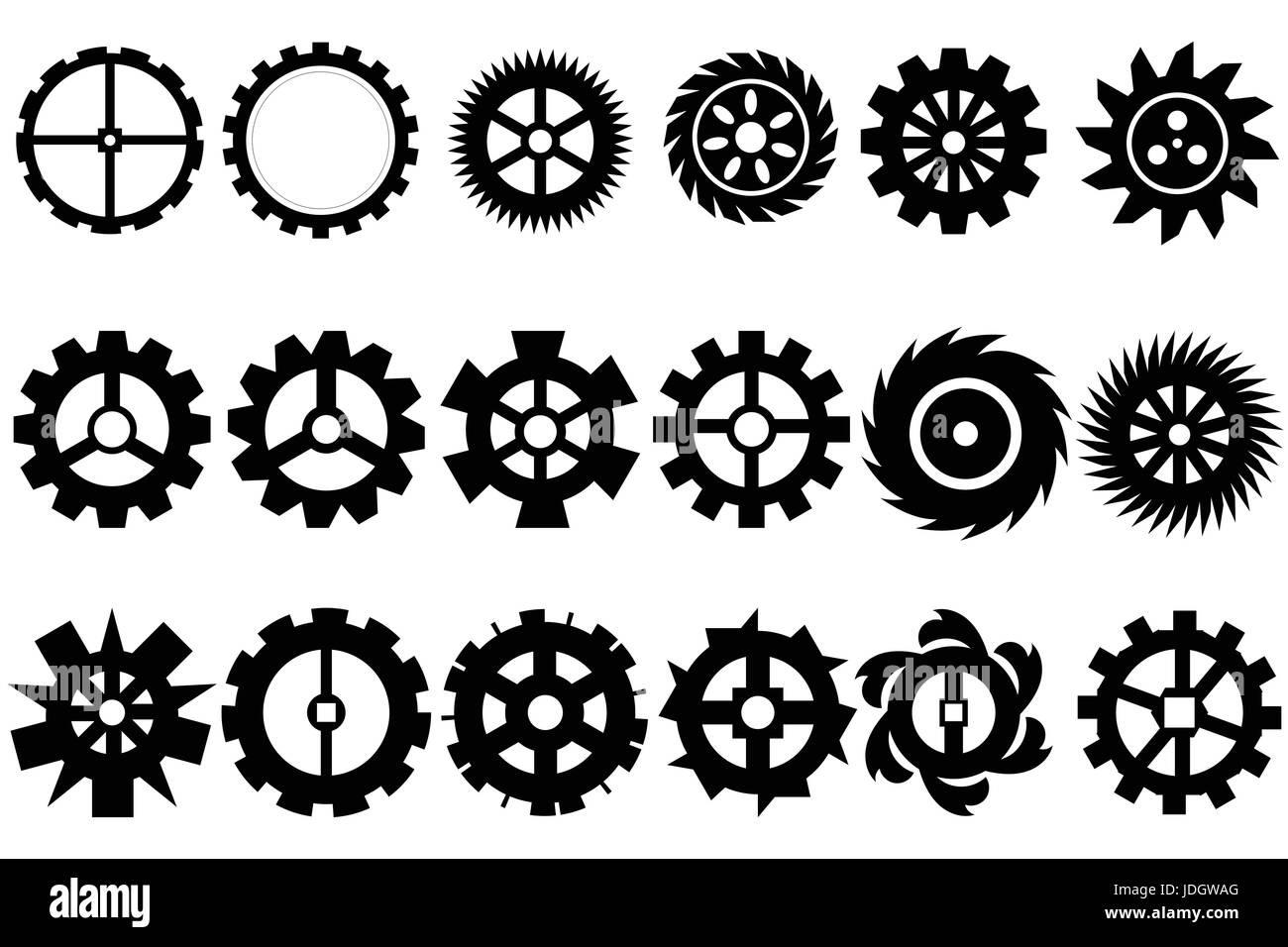 Cogwheel machine gear, set of gear wheels vector illustration Stock Vector