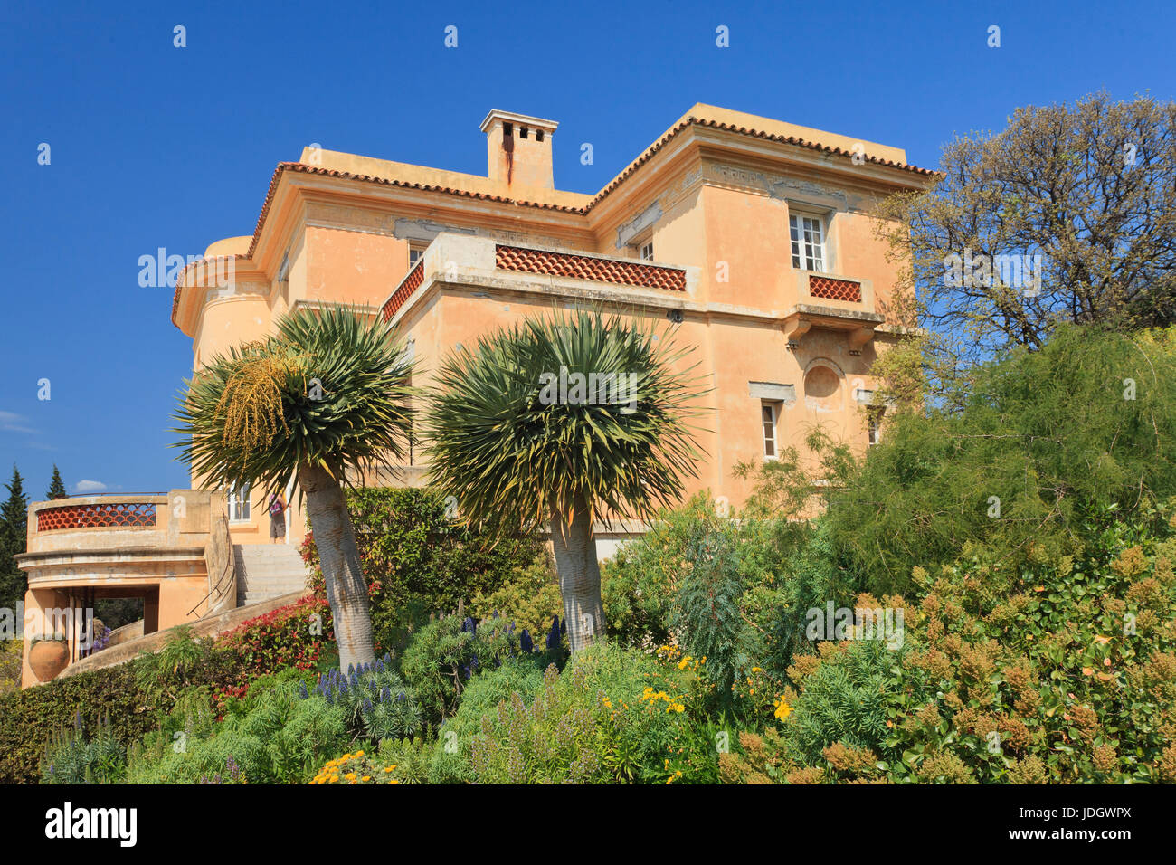 France, Var (83), Le Rayol-Canadel-sur-Mer, Domaine du Rayol, l'Hôtel de la mer et le jardin des Canaries (utilisation presse et édition livre uniquem Stock Photo